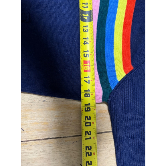 Style & Co‎ | Navy Rainbow Colorful Soft Cotton Hooded Sweatshirt w/ Pocket, L - Picture 4 of 9